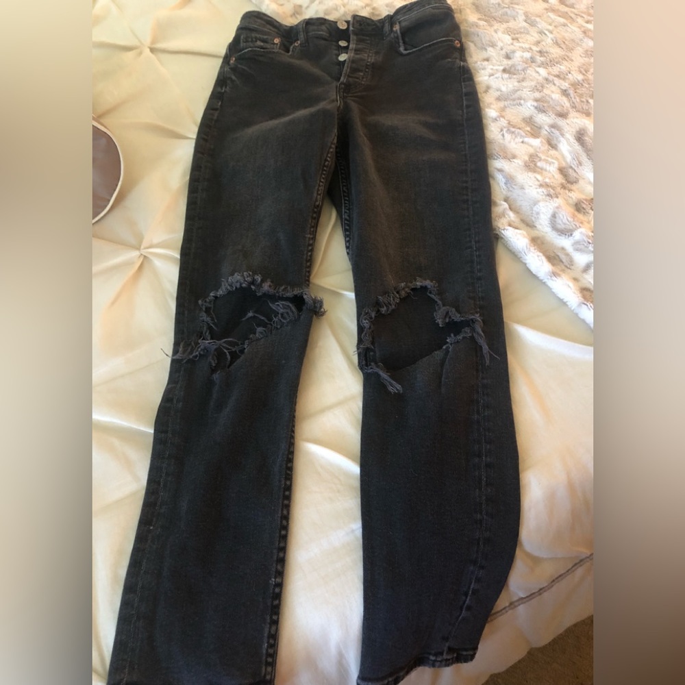 H&M distressed black jeans